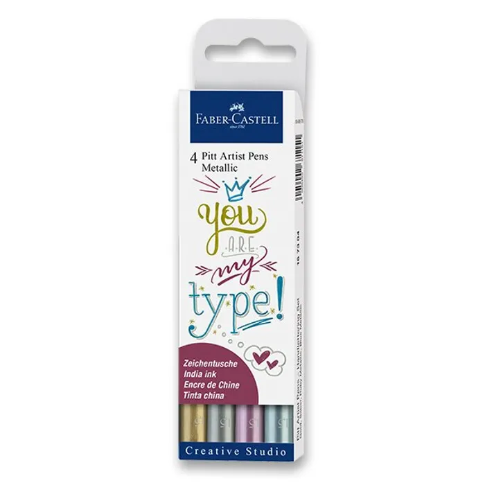 Termék főképe Popisovač Faber-Castell 167304 Pitt Artist Pen 4 barvy, metalické