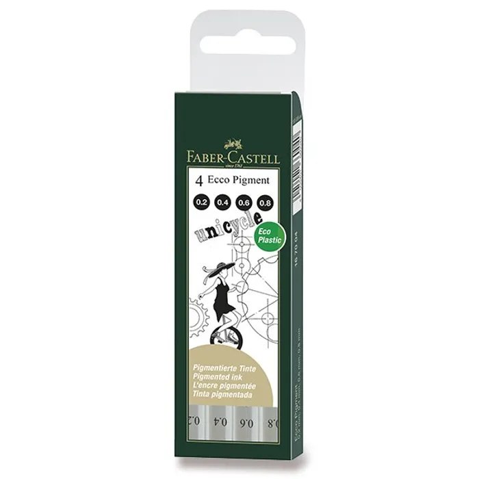 Termék főképe Popisovač Faber-Castell Ecco Pigment sada 4 ks, černé, sudé hroty