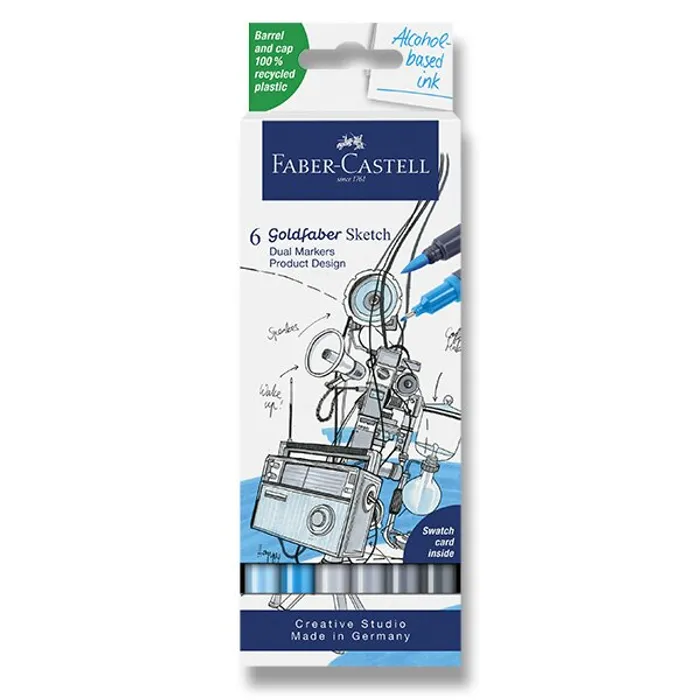 Termék főképe Popisovač Faber-Castell Goldfaber Sketch Dual Marker Product Design sada, 6 barev