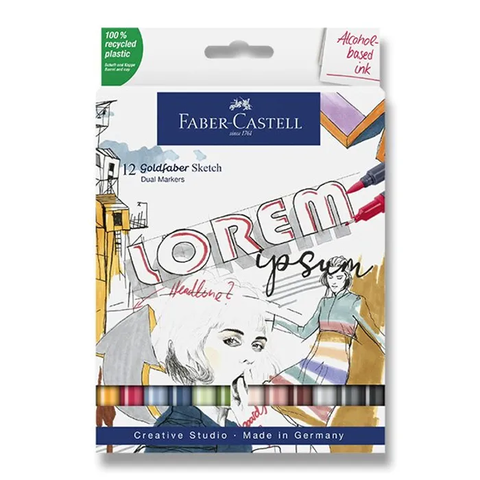 Termék főképe Popisovač Faber-Castell Goldfaber Sketch Dual Marker sada, 12 barev