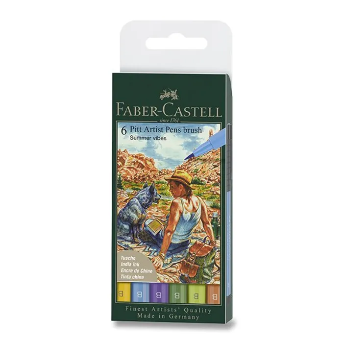 Termék főképe Popisovač Faber-Castell Pitt Artist Pen Brush 6 ks, hrot B, letní odstíny