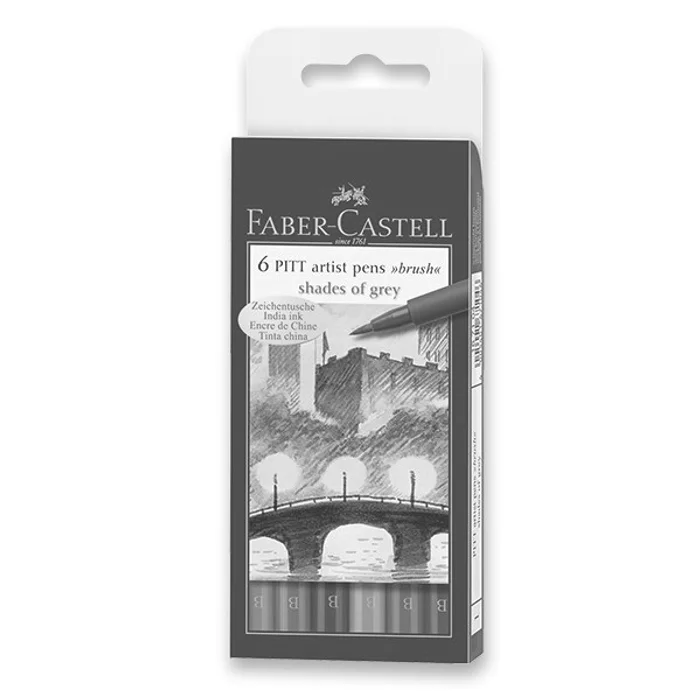 Termék főképe Popisovač Faber-Castell Pitt Artist Pen Brush 6 ks, odstíny šedé
