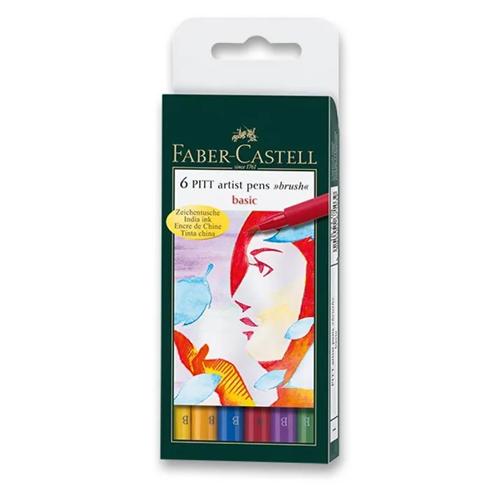 Termék főképe Popisovač Faber-Castell Pitt Artist Pen Brush 6 ks, základní barvy