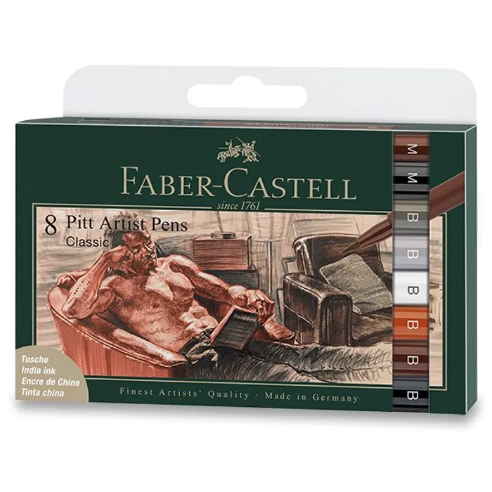 Termék főképe Popisovač Faber-Castell Pitt Artist Pen Brush Classic sada 8 ks, různé hroty
