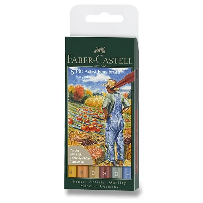 Termék főképe Popisovač Faber-Castell Pitt Artist Pen Brush Fall 6 ks, hrot B, podzimní odstíny