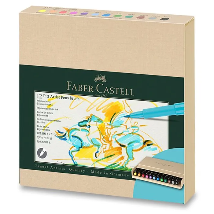 Termék főképe Popisovač Faber-Castell Pitt Artist Pen Brush studio box, 12 ks
