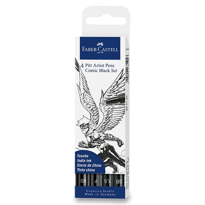 Termék főképe Popisovač Faber-Castell Pitt Artist Pen Comic černé, 4 ks