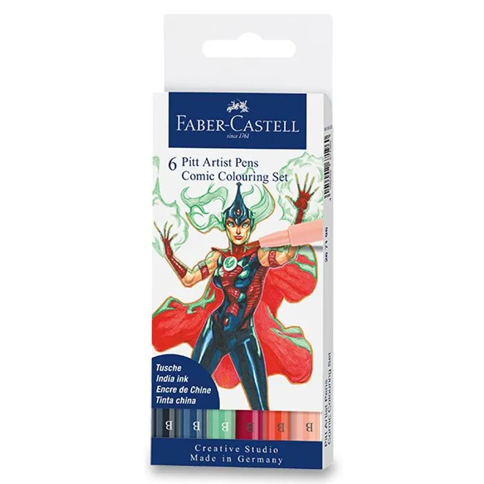 Termék főképe Popisovač Faber-Castell Pitt Artist Pen Comic mix barev, 6 ks