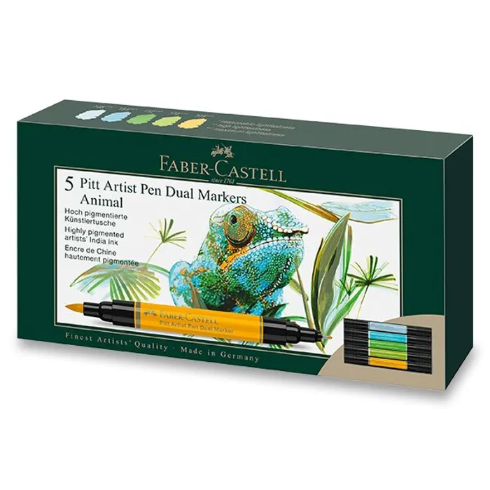 Termék főképe Popisovač Faber-Castell Pitt Artist Pen Dual Marker Animal sada 5 ks