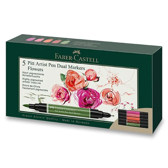 Termék főképe Popisovač Faber-Castell Pitt Artist Pen Dual Marker Flowers sada 5 ks