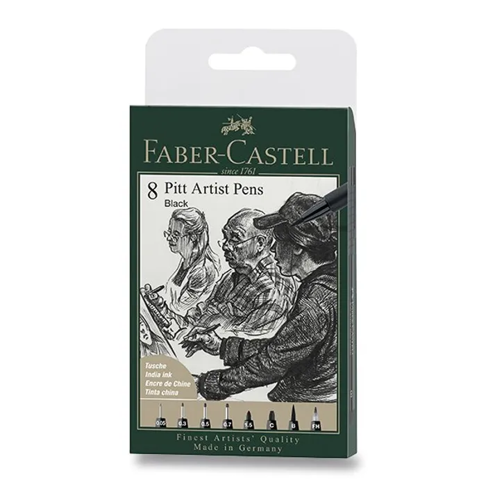 Termék főképe Popisovač Faber-Castell Pitt Artist Pen sada 8 ks, různé hroty, černý