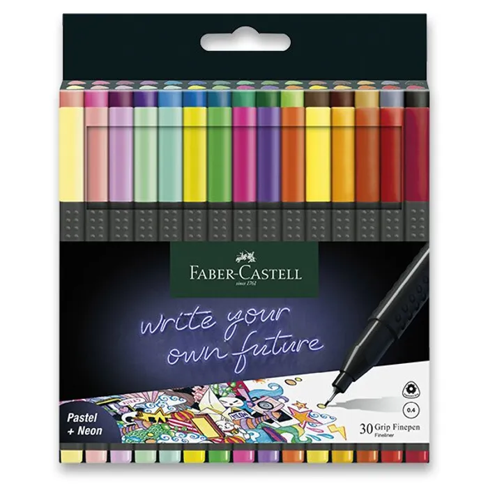 Termék főképe Popisovač Grip Finepen, 0.4 mm, plastové pouzdro 30 ks Faber-Castell 151630