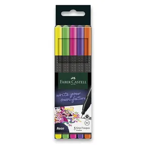 Marker Grip Finepen Neon, 0,4 mm, műanyag tok 5 k Faber-Castell 151603