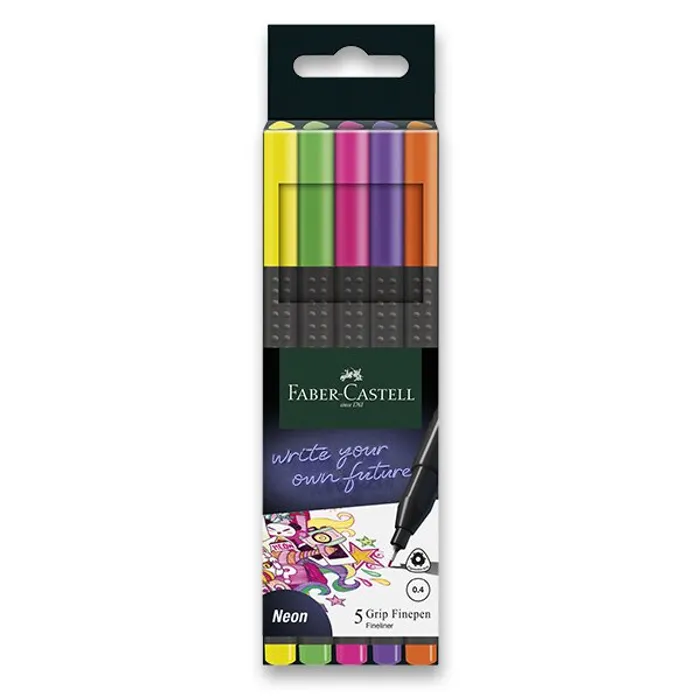 Termék főképe Popisovač Grip Finepen Neon, 0.4 mm, plastové pouzdro 5 k Faber-Castell 151603