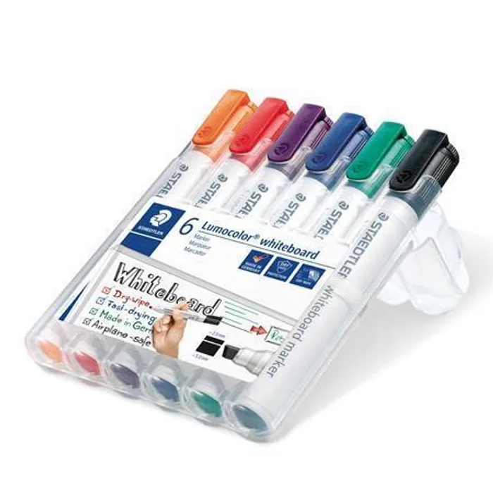 Termék főképe Popisovač na bílou tabuli 351 B WP6 "Lumocolor 351 B", sada, 6 barev, klínový hrot, STAEDT