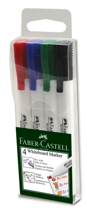 Termék főképe Popisovač Whiteboard Marker Slim, plastové pouzdro 4ks  Faber Castell 156072