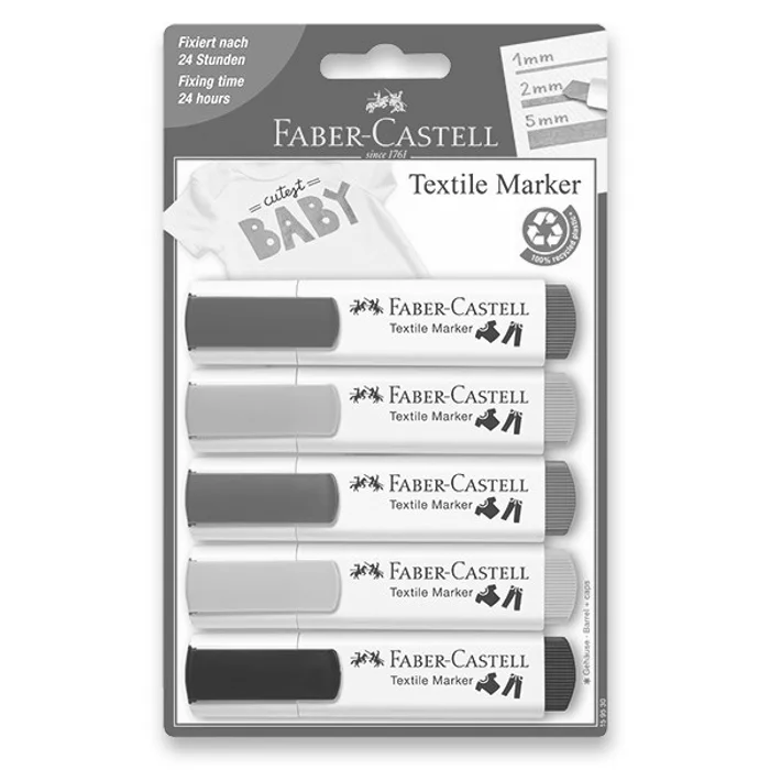 Termék főképe Popisovače Faber-Castell 159530 textilní, Baby barvy, sada 5 ks