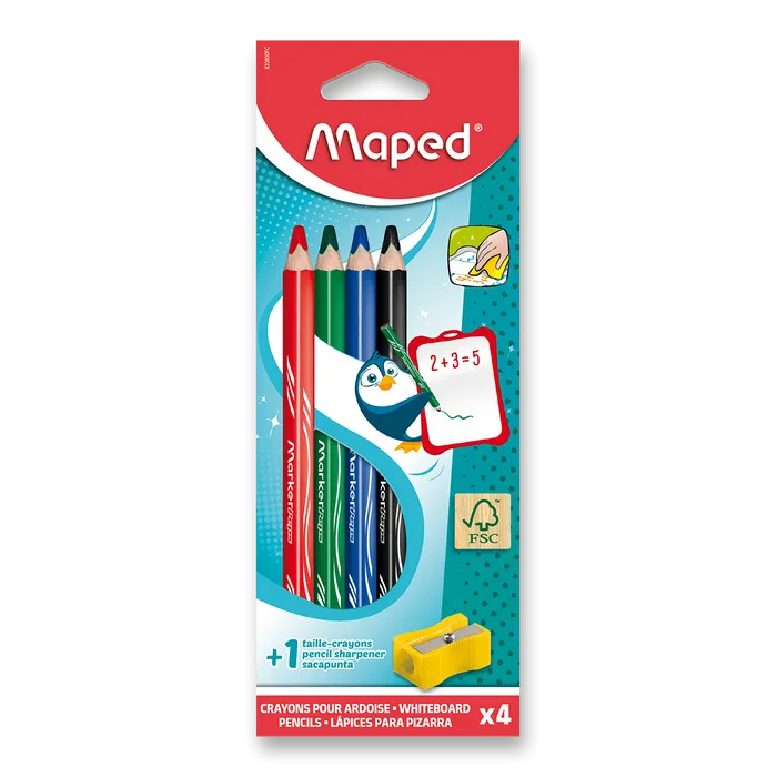 Termék főképe Popisovací tužka na tabuli Maped dry-erasable 4 barvy + ořezávátko