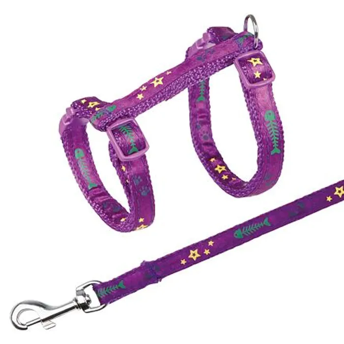 Termék főképe Postroj s vodítkem na kočku pošitý stužkou 22-36cm/10mm 1,2m