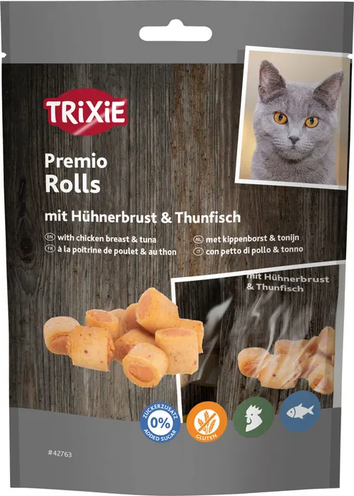 Termék főképe PREMIO Chicken & Tuna Rolls - válečky s tuňákem a kuřetem, 50 g