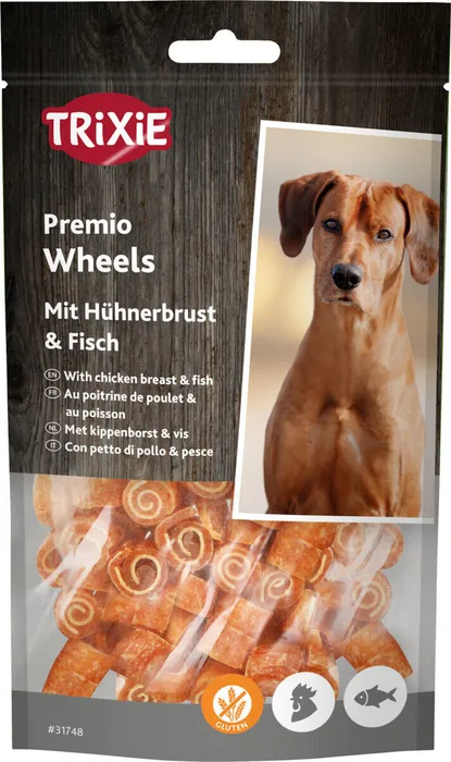 Termék főképe Premio FISH CHICKEN WHEELS měkká kolečka kuře s rybou 75 g