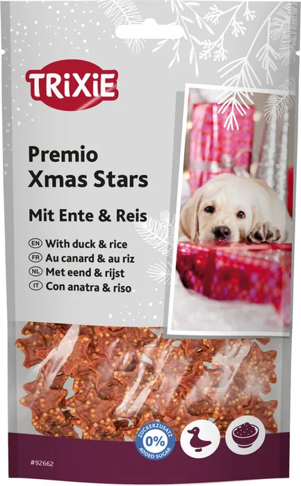 Termék főképe PREMIO Xmas Stars, vánoční pamlsek kachna s rýží, 100 g