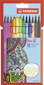 Prémium szálas jelölő - STABILO Pen 68 - 12 db-os készlet