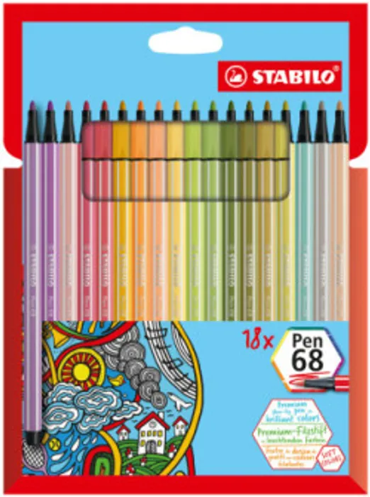 Termék főképe Prémiový vláknový fix - STABILO Pen 68 - 18 ks sada