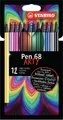 Prémium szálas jelölő - STABILO Pen 68 - ARTY - 12 db-os szett