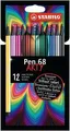 Prémium szálas jelölő - STABILO Pen 68 - ARTY - 12 db-os szett