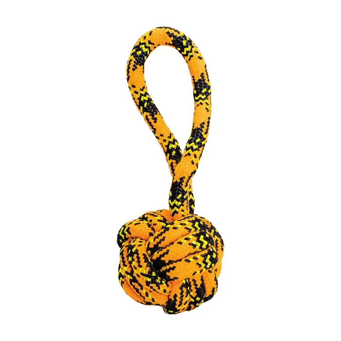 Termék főképe Přetahovadlo s uzlovaným míčem HipHop ROPE o 7cm /20 cm, neon oranžová, černá, žlutá