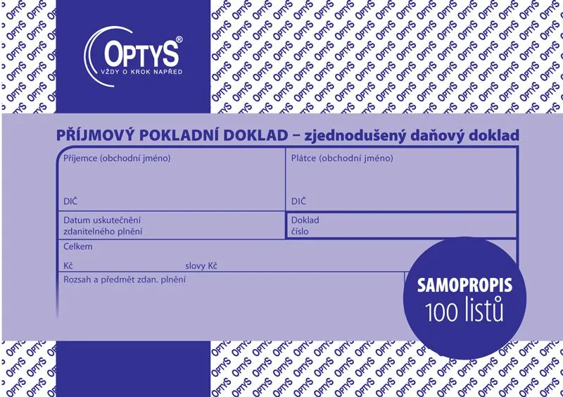 Termék főképe Příjmový doklad A6, zjednodušený, samopropisovací, 100 listů 1304