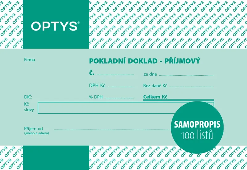 Termék főképe Příjmový doklad s DPH A6, jednoduchý, samopropisovací, 100 listů 1068