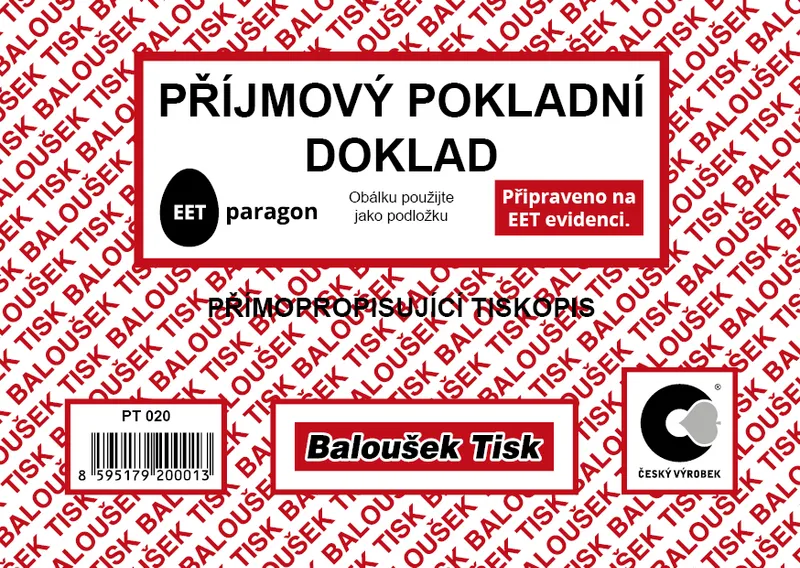 Termék főképe Přijmový pokladní doklad A6 propisující PT020