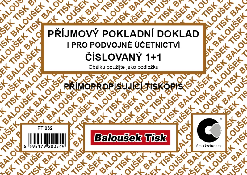 Termék főképe Příjmový pokladní doklad i pro PÚ číslovaný PT032
