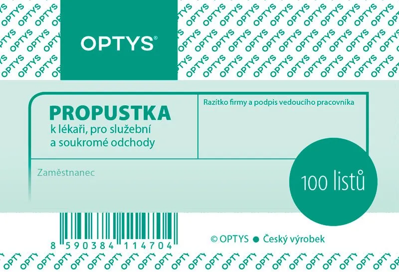 Termék főképe Propustka A7, 100 listů 1147