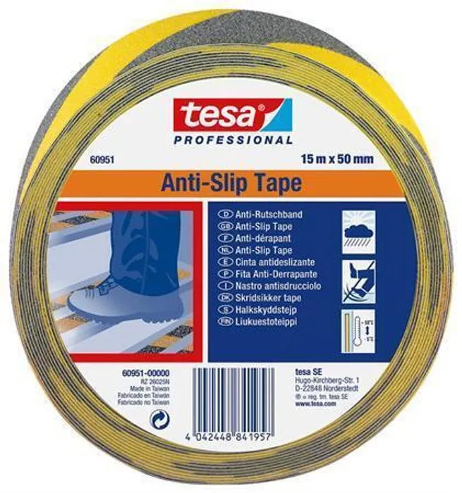 Termék főképe Protiskluzová bezpečnostní páska "Anti-Slip 60951", černá-žlutá, 50 mm x 15 m, TESA