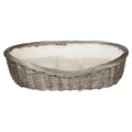 Szürke fonott kosár gyapjú párnával 80cm
