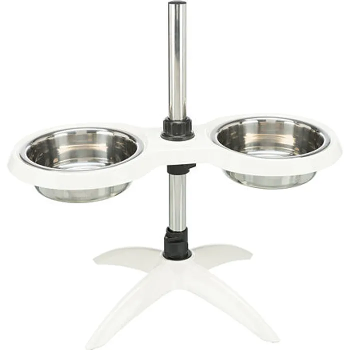 Termék főképe Psí bar, nastavitelný do 54cm, melamin/nerez. misky 2 × 2.4 l/o 25 cm, bílá