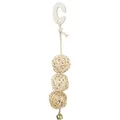 Rattan golyók haranggal 3 db, függő, 24 cm