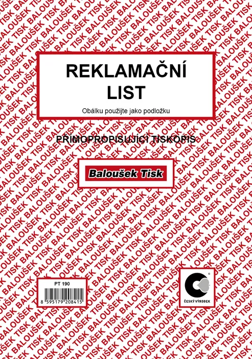 Termék főképe Reklamační list A5 PT190