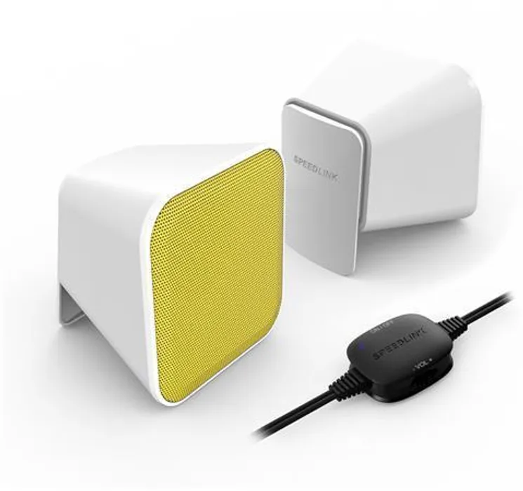Termék főképe Reproduktory "Snappy", bílá a žlutá, 2.0 stereo, 6W, USB, SPEEDLINK