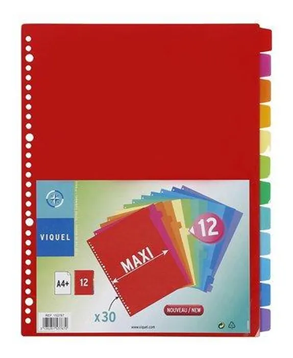 Termék főképe Rozlišovače, plastové, A4 Maxi, 12 částí, VIQUEL