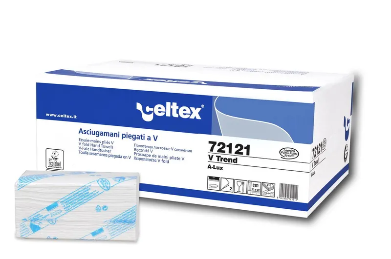 Termék főképe Ručník papírový skládaný CELTEX V Trend bílé 2- vrstvý [3150 ks] - 72121