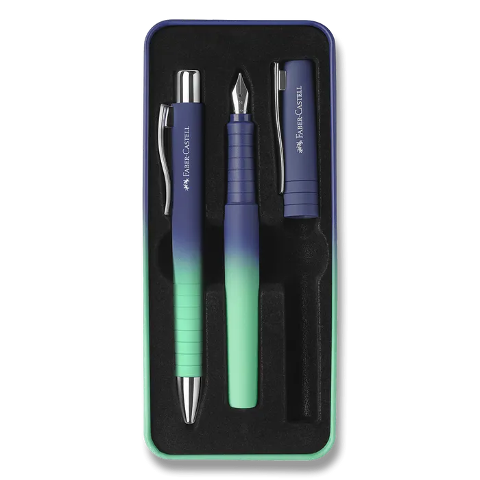 Termék főképe Sada plnicího a kuličkového pera Faber-Castell Poly Ball Flow Buzzing Blue