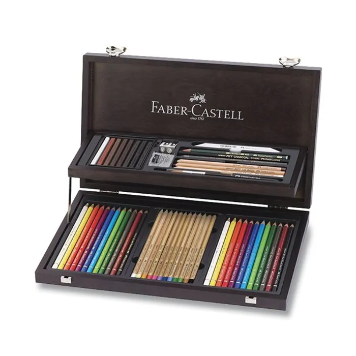 Termék főképe Sada pro kresbu Faber-Castell 110084 Compendium dřevěná kazeta, 53 ks