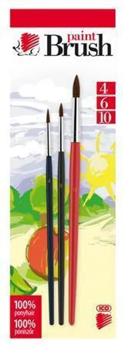 Termék főképe Sada štětců, 3ks, č. 4-6-10, dřevěné, ICO "Ježek" barevné