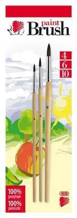 Termék főképe Sada štětců, 3ks, č. 4-6-10, dřevěné, ICO "Ježek" přírodní