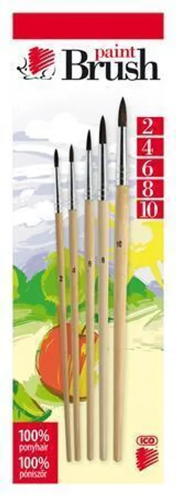 Termék főképe Sada štětců, 5ks, č. 2-4-6-8-10, dřevěné, ICO "Ježek" přírodní