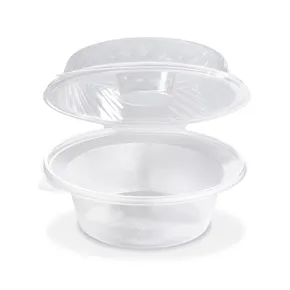 Egybefedeles átlátszó salátástál mártásos tál tartó rekesszel, 2100 ml (PP) [25 db]